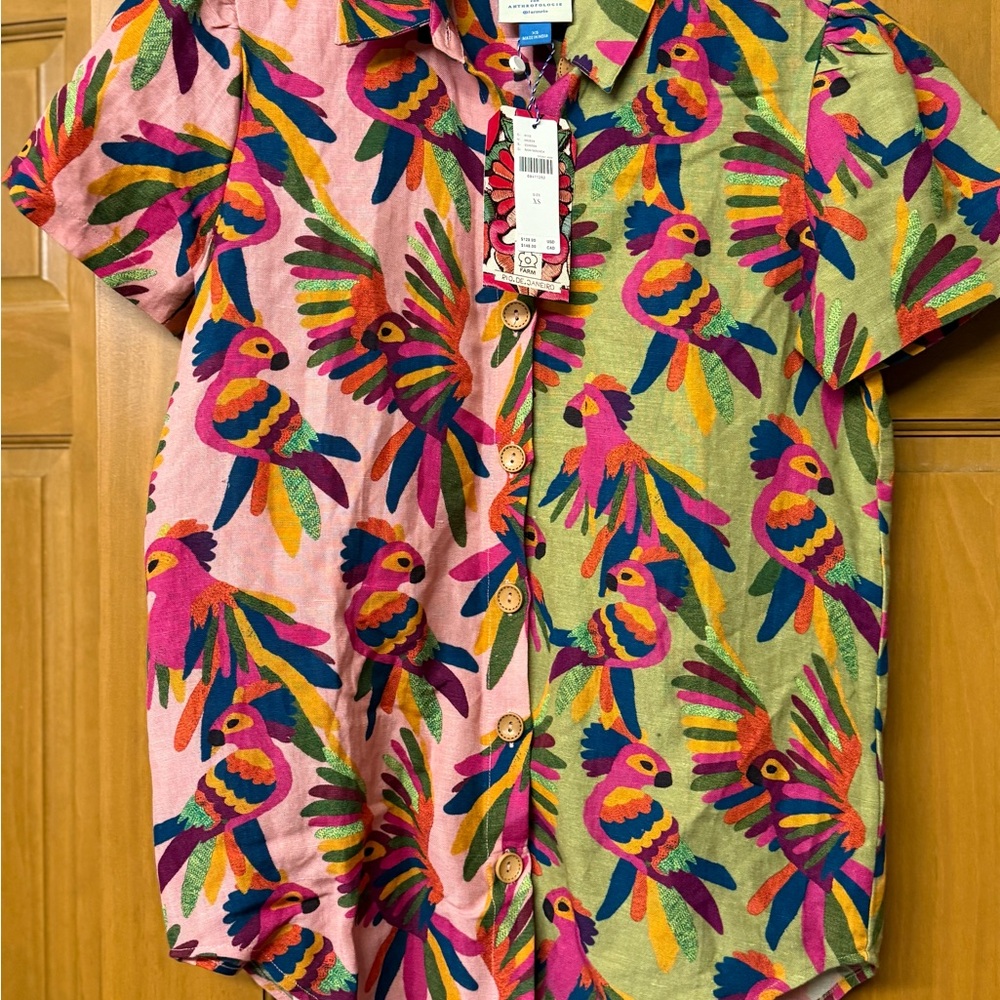 FARM Rio Multicolor Parrot Button Front Blouse
